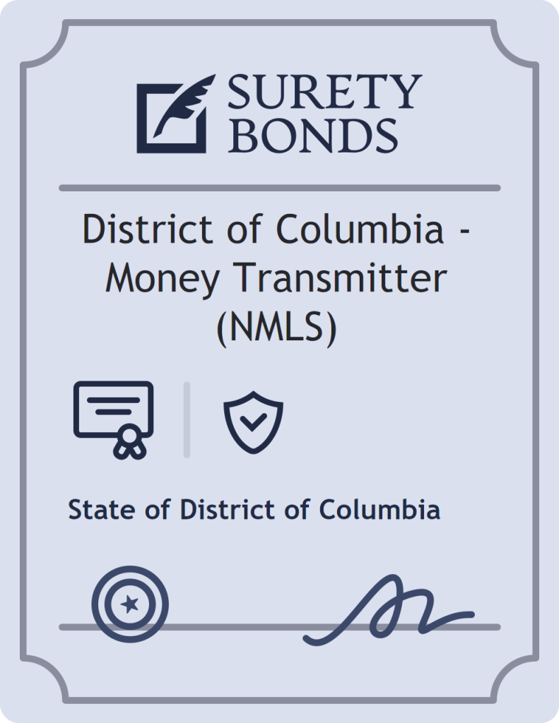 District of Columbia - Money Transmitter (NMLS) surety bond badge